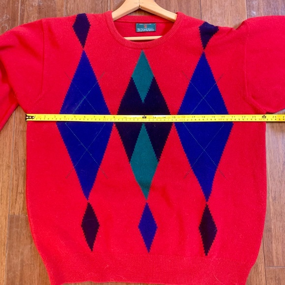 Vintage Argyle Scottish Wool Sweater Oversize Acedemia The Scotch House - Picture 5 of 7